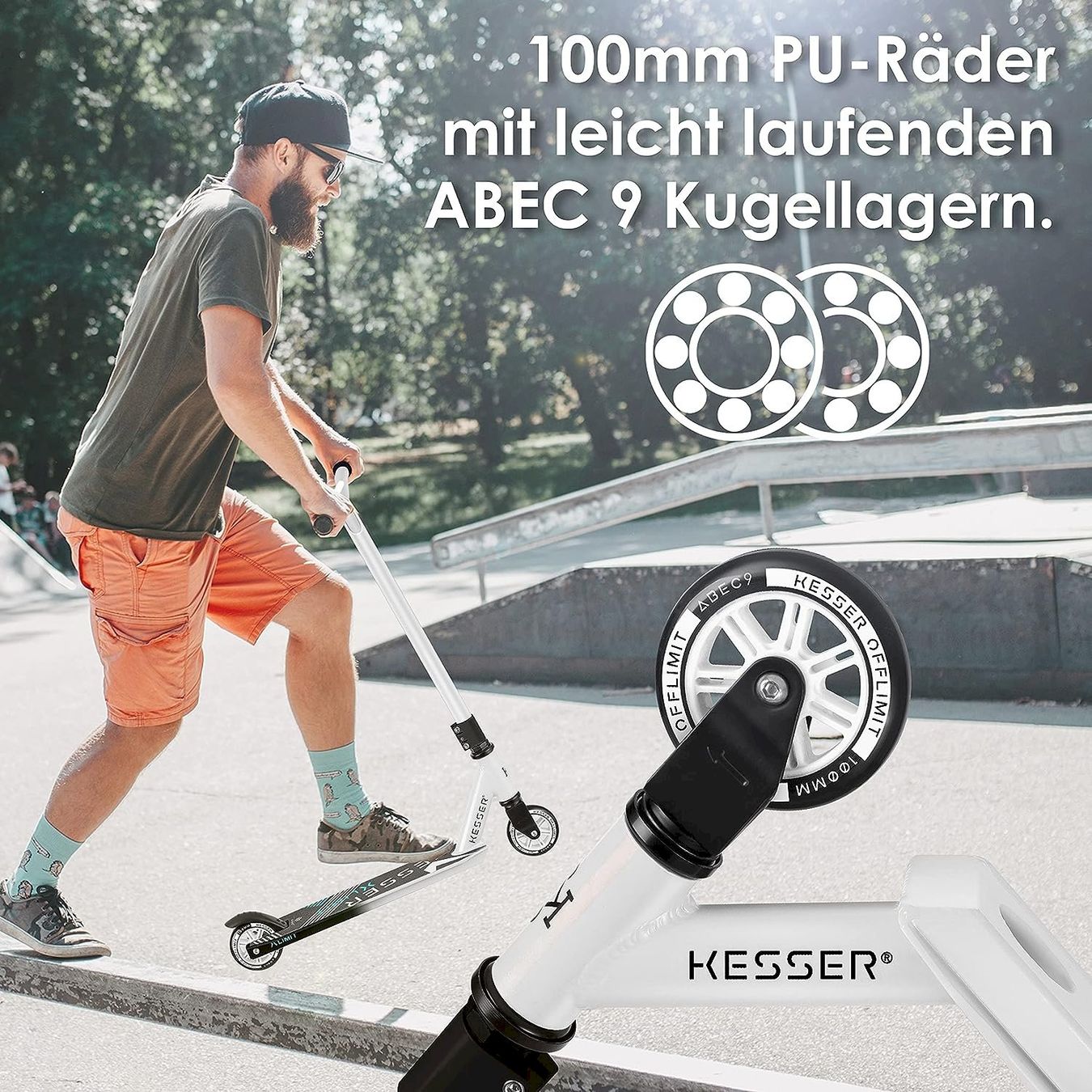 Kickboard: KESSER Stunt Scooter Weiß / Schwarz – Nuovo e nell'imballaggio originale da Bottighofen venduto da zaap 5