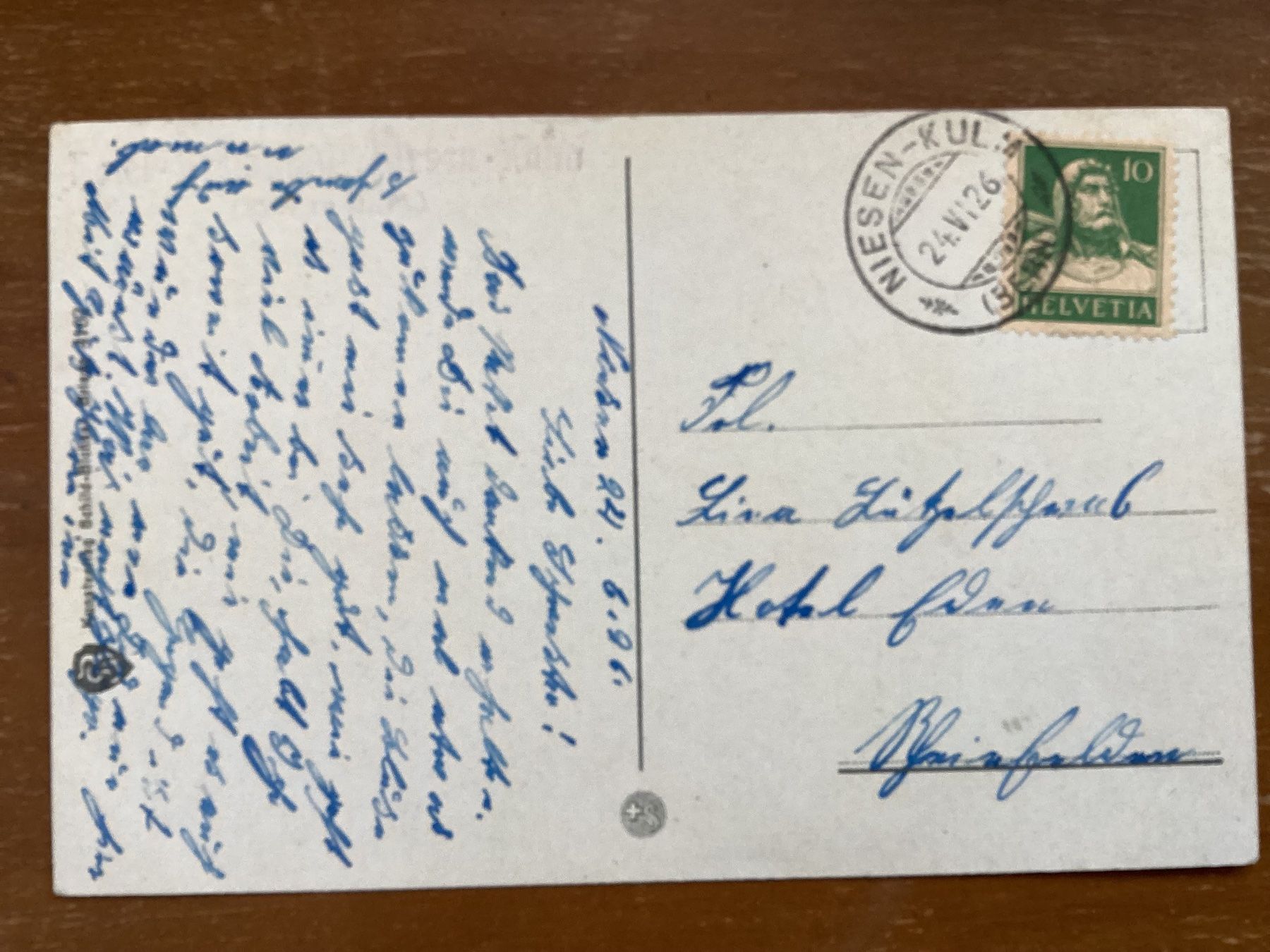 Cartoline postali: AK Niesen Kulm 1926 – Usato da Zürich venduto da Tolima194 1
