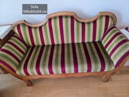 Antikes Biedermeier Sofa (Stil), rot-grün
