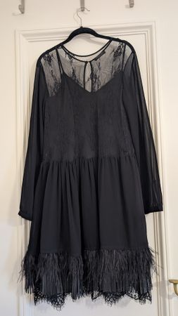 Twin-Set Black Feather Dress Size M