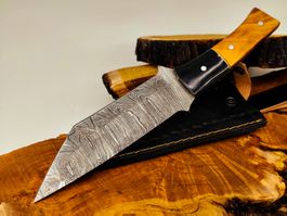 Top 1A Damast Messer Knife echter Faltenstahl im Larp Look