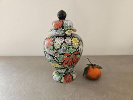 Vase chinois vintage très décoratif années 50 Famille noire