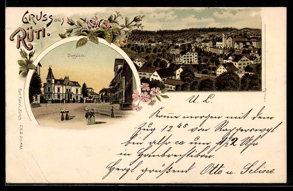 Cartes postales: Litho Rüti, Strasse am Dorfplatz, Total – D'occasion à Berlin par bartko-reher