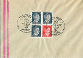Deutsches Reich, Salzburg, Mozart, Hitler, Viererblock,4/8Pf