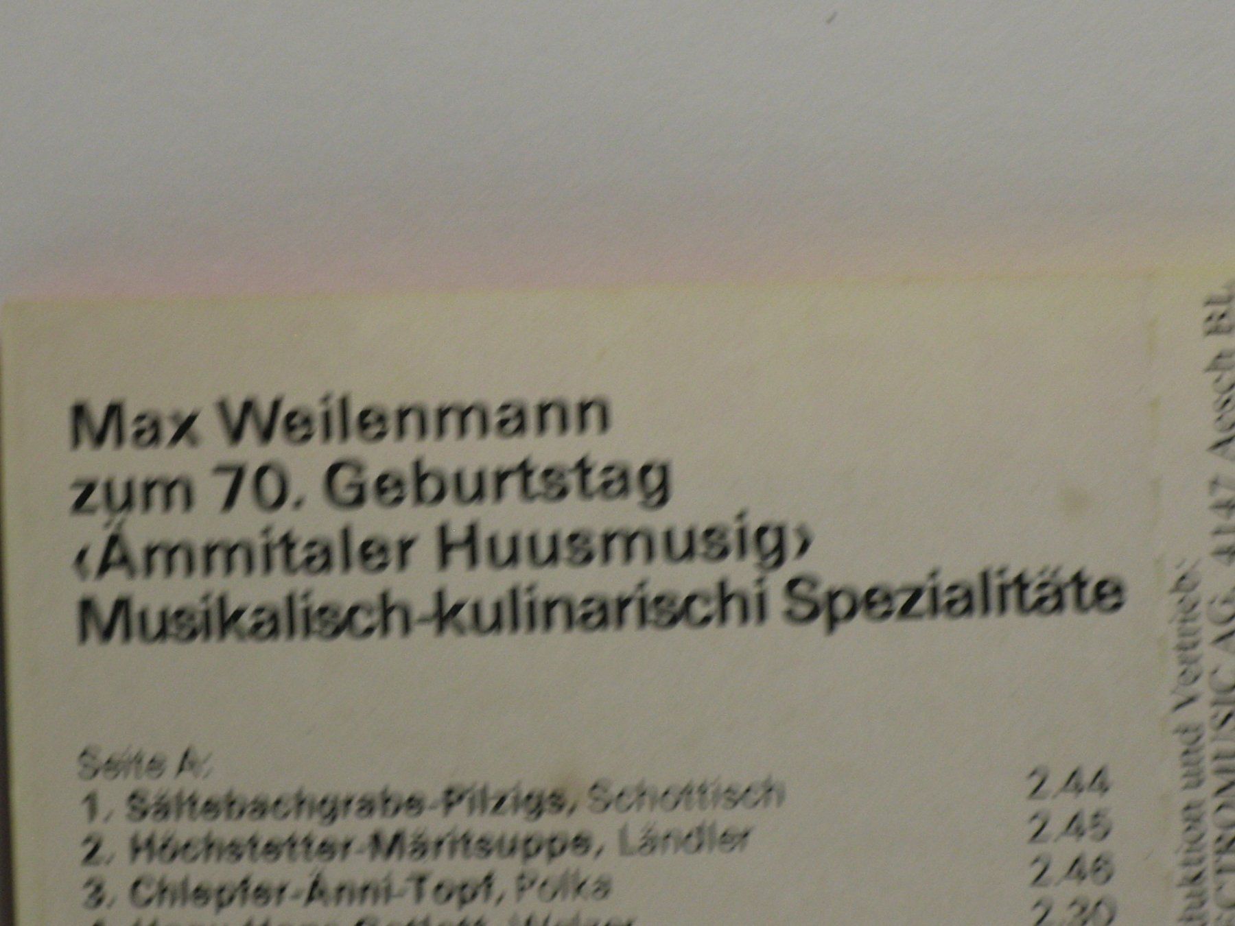 Musicassette: MAX  WEILENMANN    Us  em  Aemmital – Usato da Langnau i. E. venduto da mar_hw58 1
