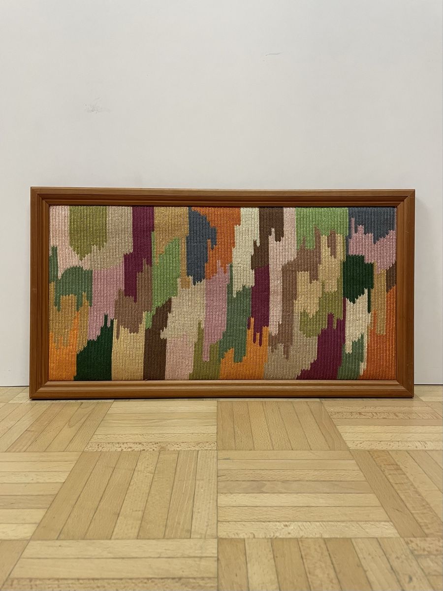 Dipinti: Abstrakte Kunst Textil Komposition gerahmt Camouflage Stoff – Usato da Zürich venduto da Vintagewiesel