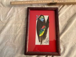 Original Feder mit Frosch bemalt CR