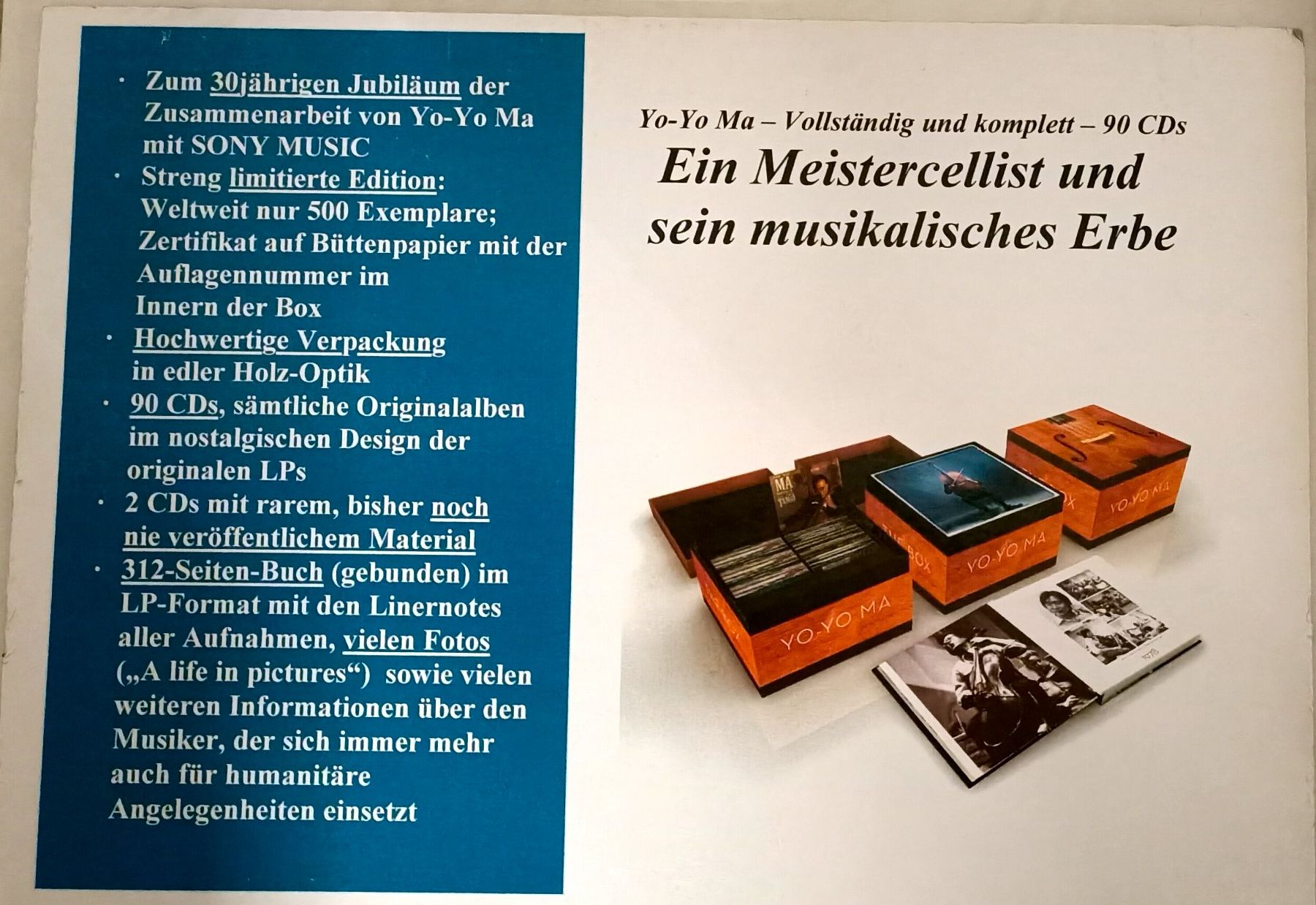 CD: Yo-Yo Ma Box Set 90 CD Vollständig 30. Jubiläum – Nuovo (secondo la descrizione) da Zürich venduto da Duracell22