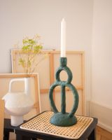 Kerzenständer grün modern Keramik handgemacht | Dekoobjekt