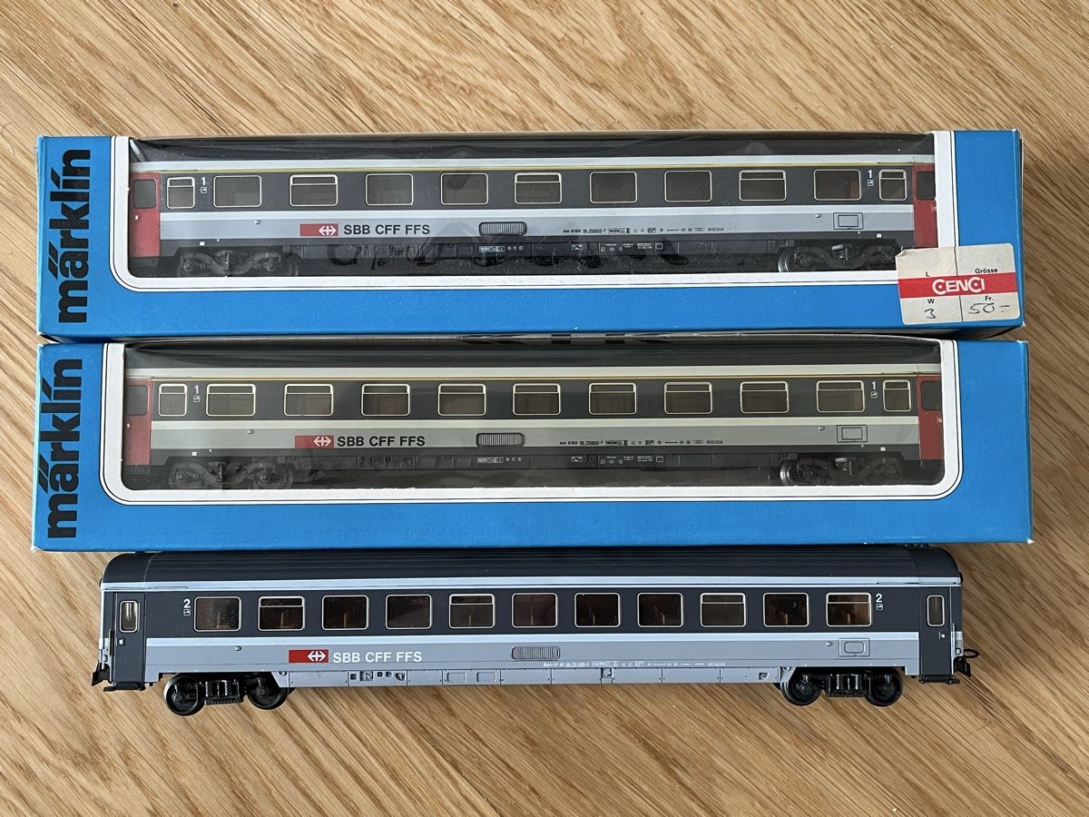 Märklin Modellini di ferrovie: 3x SBB EC Wagen Märklin – Usato da Basel venduto da Re620_11627 2