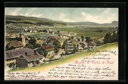 Brassus, Blick von Hang auf Kirche, Häu