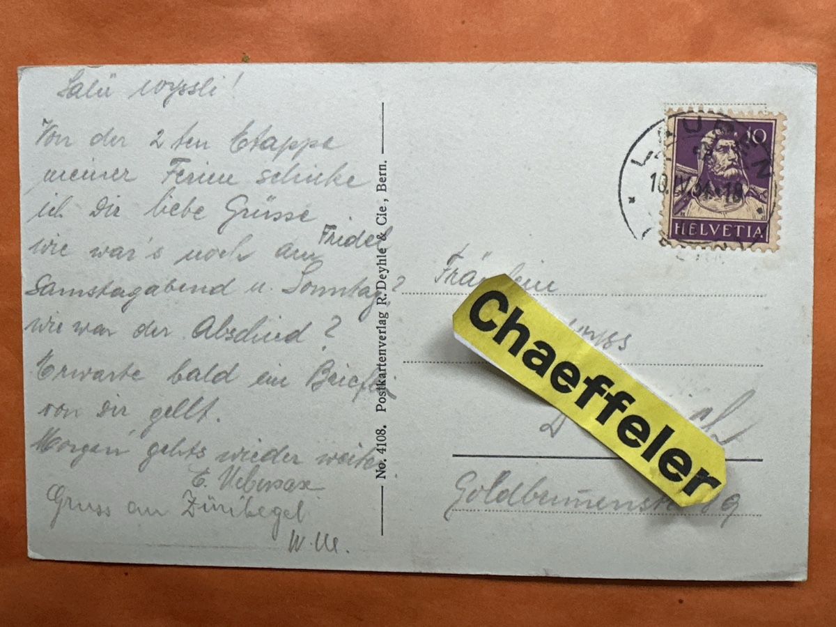 Ansichtskarten: Antike Ansichtskarte Schloss Laupen,mailed 1934 – Gebraucht aus Zürich von Chaeffeler 1