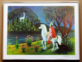 Dimitri Yordanov *1926  Mystische Nachtszene Prinz auf Pferd