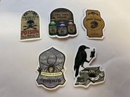 Lot de 5 autocollants décoratifs divers, occasion