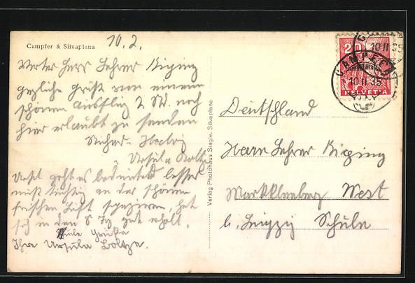 Cartoline postali: AK Campfer, Teilansicht mit Silvaplana – Usato da Berlin venduto da bartko-reher 1