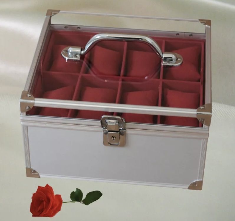EDLER UHRENKOFFER AUS ALUMINIUM FUER 16 UHREN / Schmuck 1