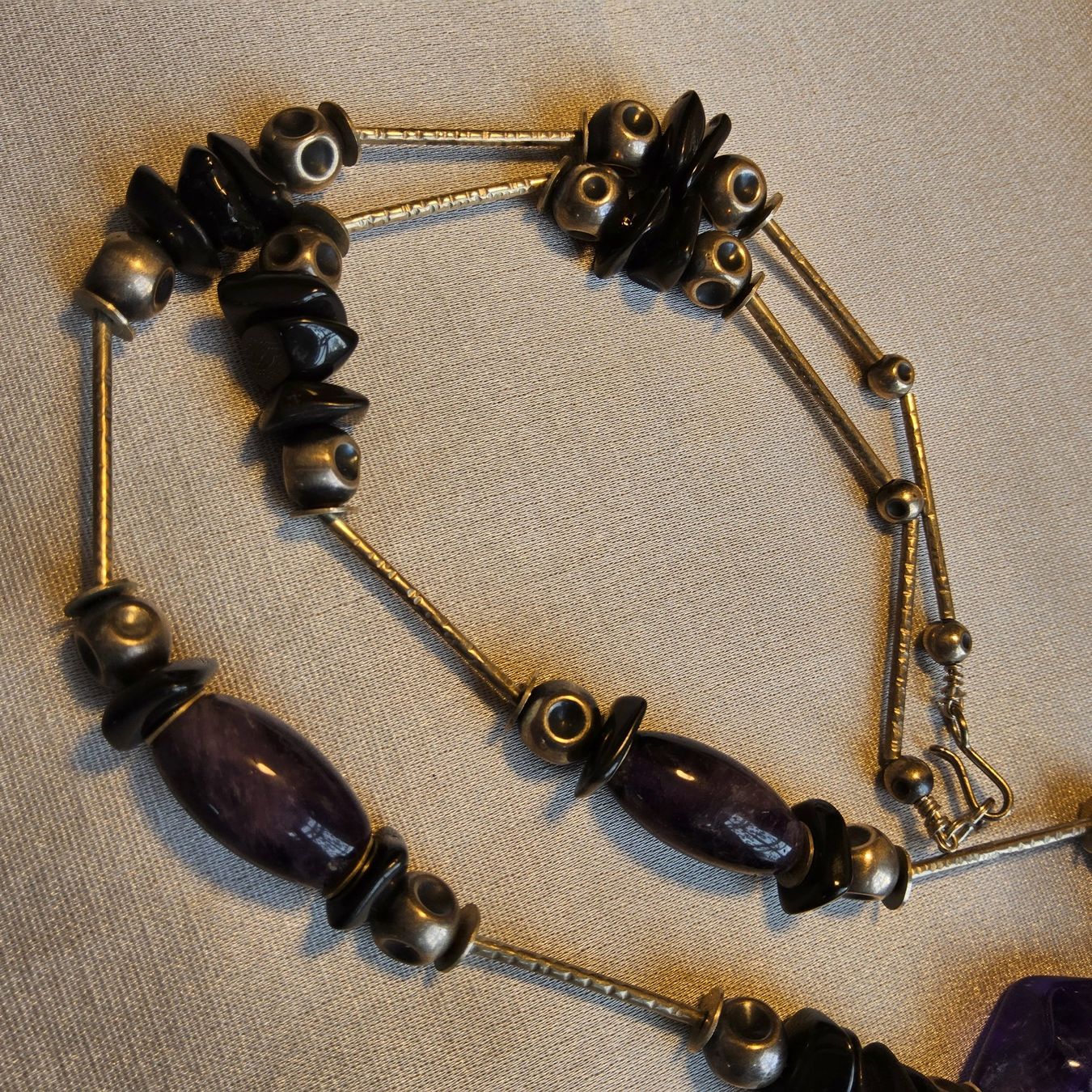Catenine: Handmade Sterling Silber/Amethyst/Onyx Halskette Collier – Usato da Zürich venduto da helsan 4