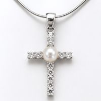 CHRIST Halskette 925 Silber Kreuz Perle Zirkonia – NEU
