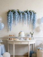 48 Blumen Girlande blau Kunstblumen Neu