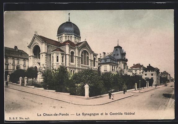 Cartoline postali: La Chaux-de-Fonds, La Synagogue et le Co – Usato da Berlin venduto da bartko-reher