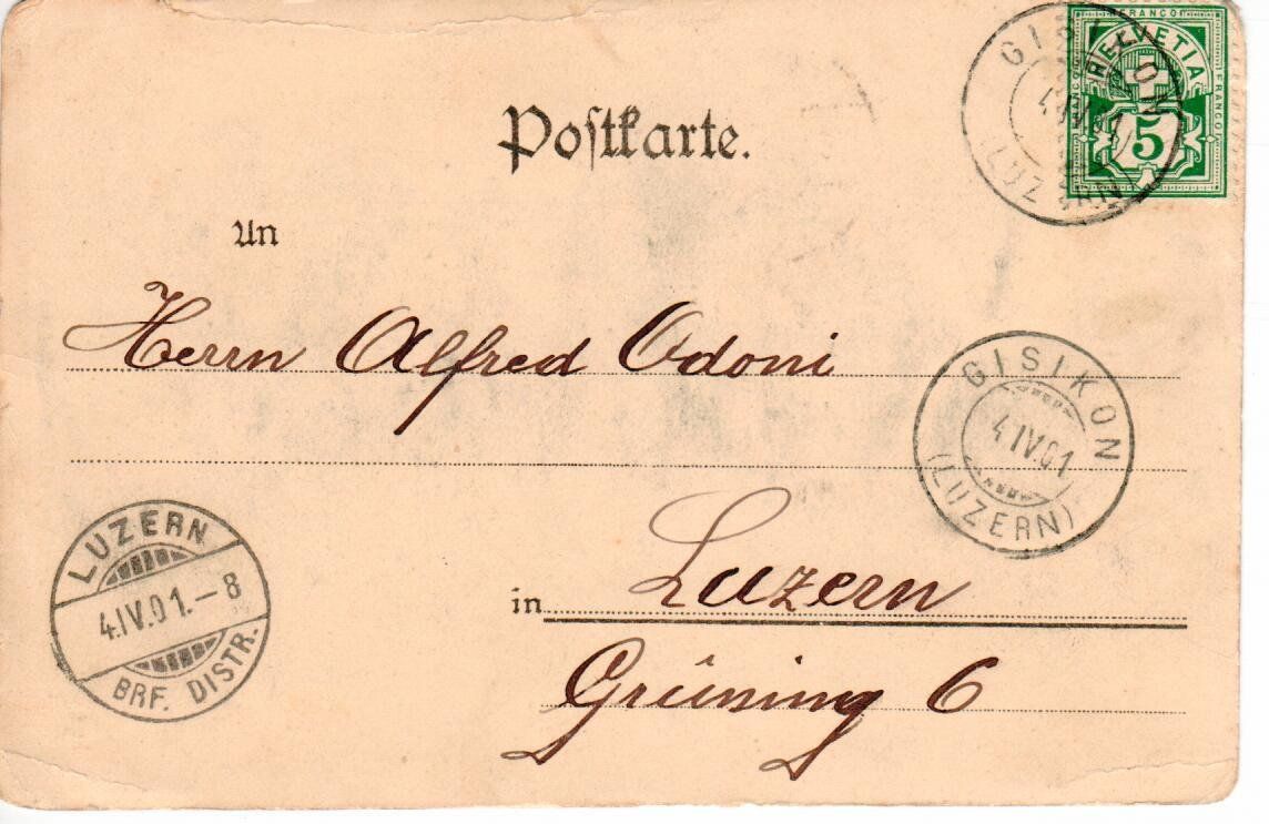Cartoline postali: Gruss aus Gisikon 1901 – Usato da Wolhusen venduto da Curver9 1