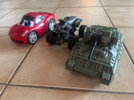 Lot de jouets, voiture Cars Burago, Quad et char d'assault