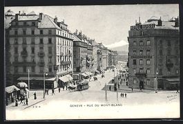 Genève, Rue du Mont-Blanc, Pferdebahn