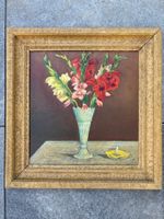 Vintage Swiss gladiola oil painting 1937