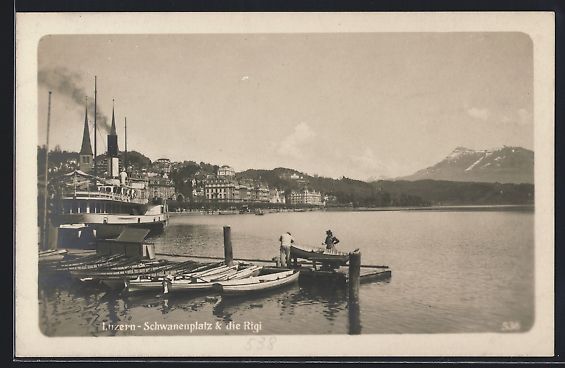 Cartoline postali: AK Luzern, Schwanenplatz, die Rigi – Usato da Berlin venduto da bartko-reher
