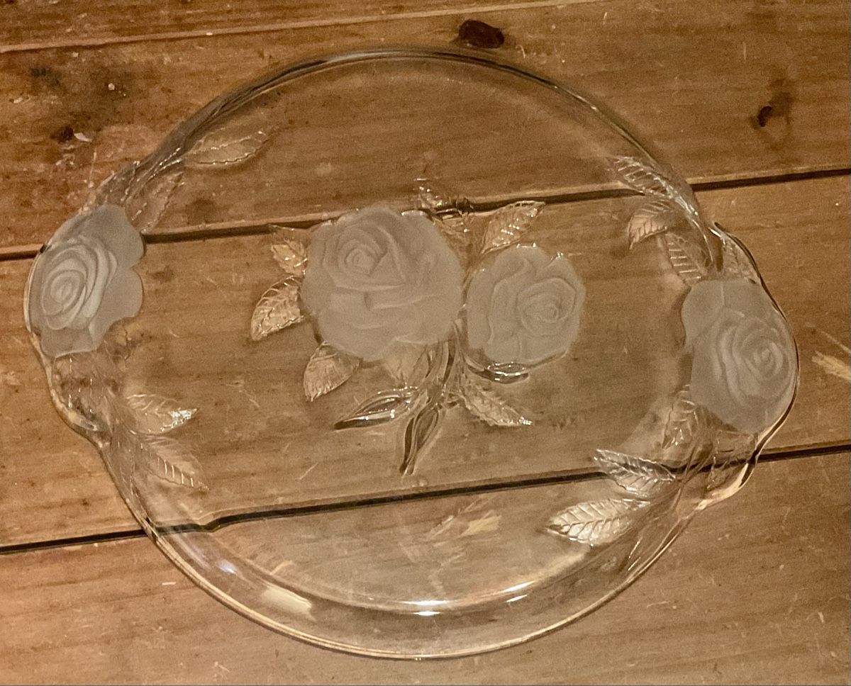 Piatti di portata: Glasplatte Servierplatte mit Rosenmuster, Vintage Style – Usato da Endingen venduto da nathan05 2