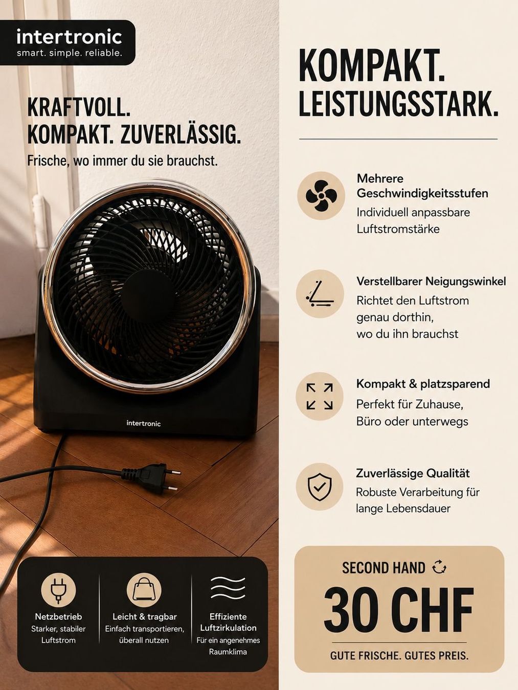 Ventilatoren: Ventilator verstellbar 3 stufig – Gebraucht aus Bern von buehlesa