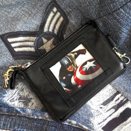 Portemonnaie aus schwarzem Pferdeleder Captain America