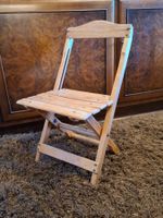 Seltener antiker Latten-Klappstuhl, Holzhocker aus den 1940e