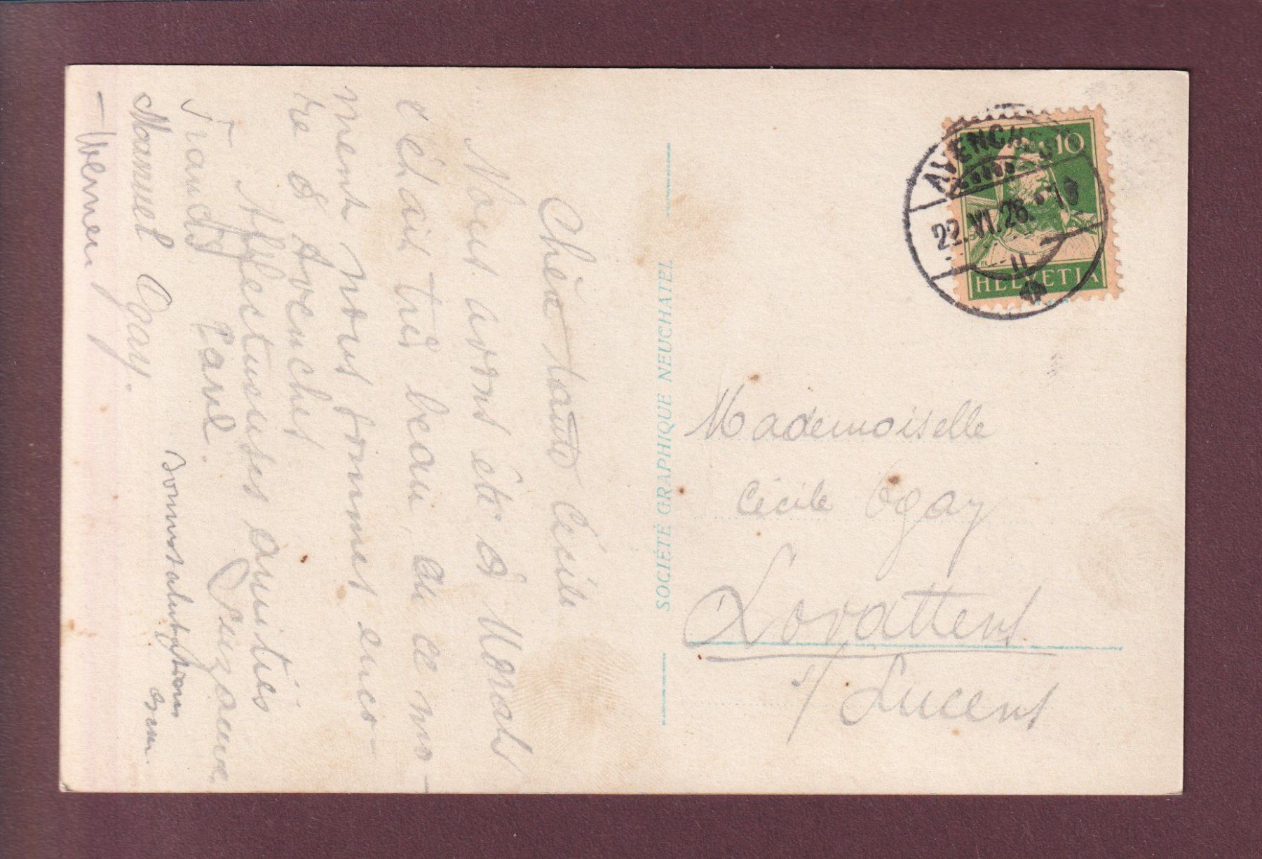 Cartoline postali: AVENCHES - Musée Archéologique - 1926 – Usato da Pully venduto da nicecards 1