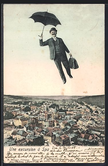 Cartoline postali: AK Spa, Panorama, Fliegende Menschen – Usato da Berlin venduto da bartko-reher
