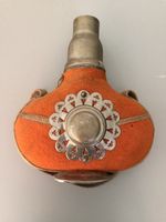 Vintage Feldflasche / Wanderflasche mit orangem Filzbezug