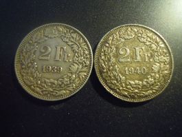 2 Silber - Zeifränkler, Jahrgänge 11939 / 1940