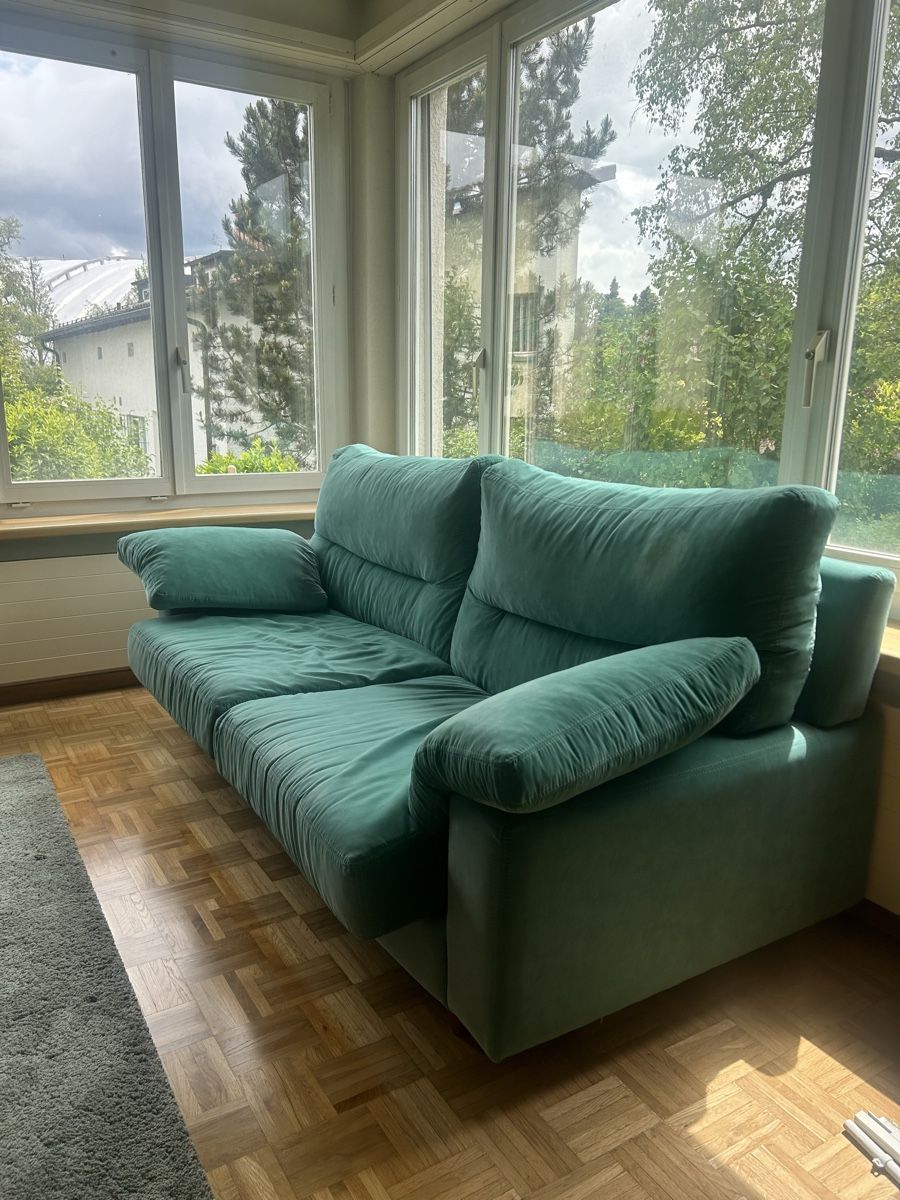 Divani: Vintage Sofa, türkis, samt, 70s-Flair – Usato da Zürich venduto da tabea_j 2