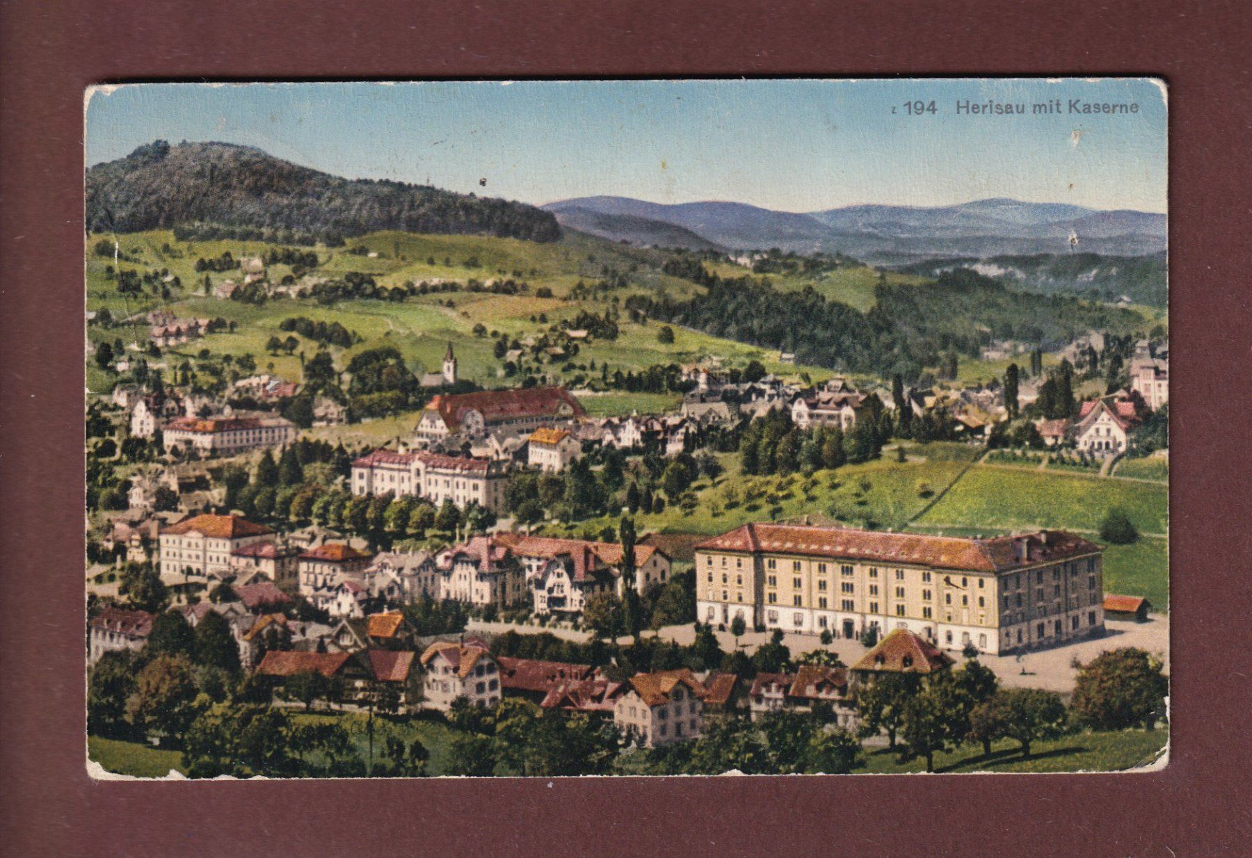 Cartoline postali: HERISAU mit Kaserne - 1927 // Falte // – Usato da Pully venduto da nicecards-shop