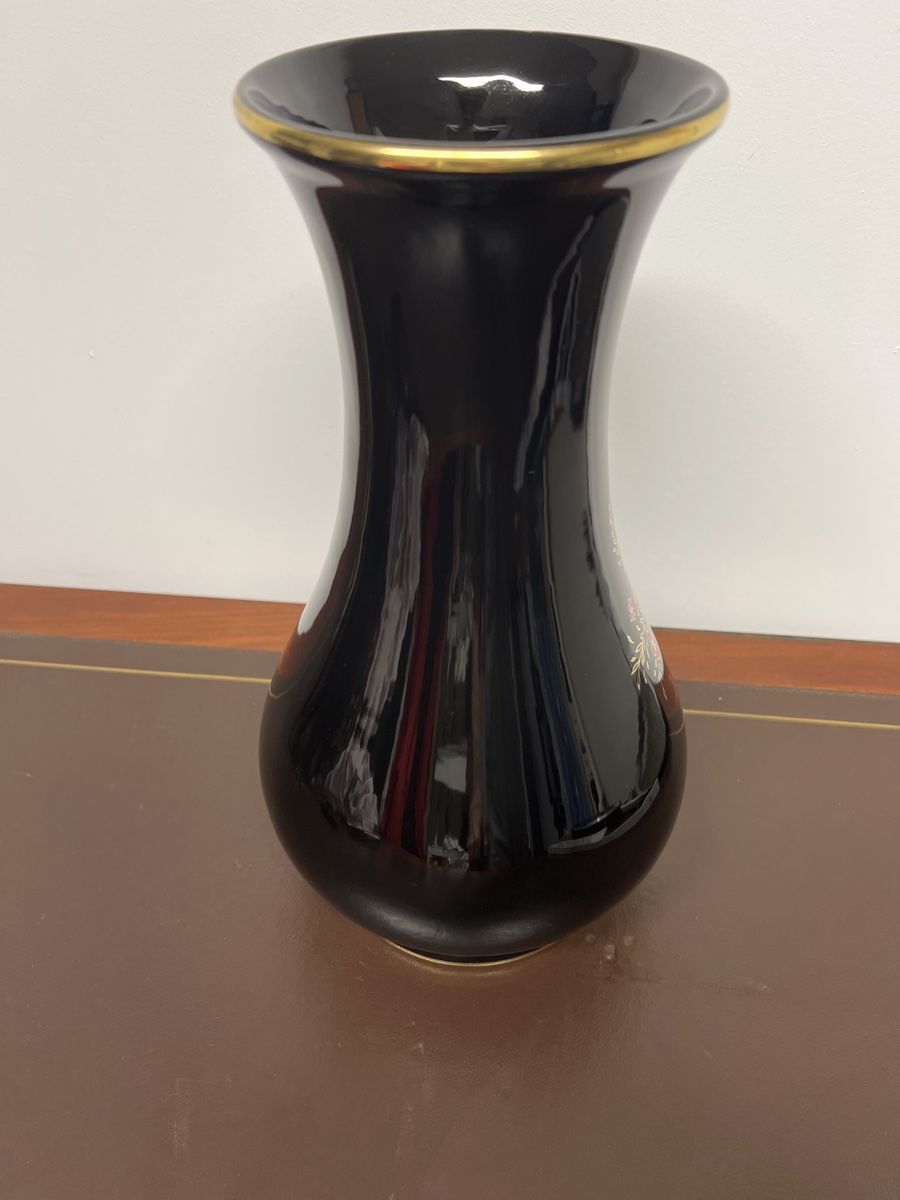 Vasen & Gefässe: Vase noir décor floral doré, 33cm – Gebraucht aus Bôle von K200C 2