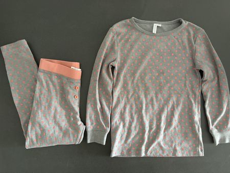 Pyjamaset Mädchen Grösse 110/116 grau pink Punkte guter Zust