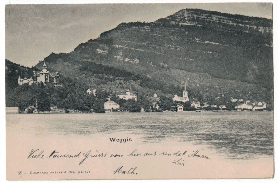 Cartoline postali: Weggis, Lichtbild, gelaufen 1900 – Usato da Frauenfeld venduto da POML