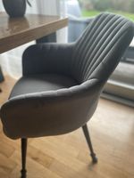 Graue Stühle mit Samtbezug 6er Set