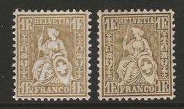 1862/63 : Helvetia Nr. 36 ** + 36a * KP 2260.--