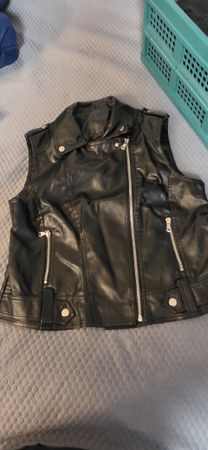Kunst Leder Biker Gothic Punk Gilet Gr.L