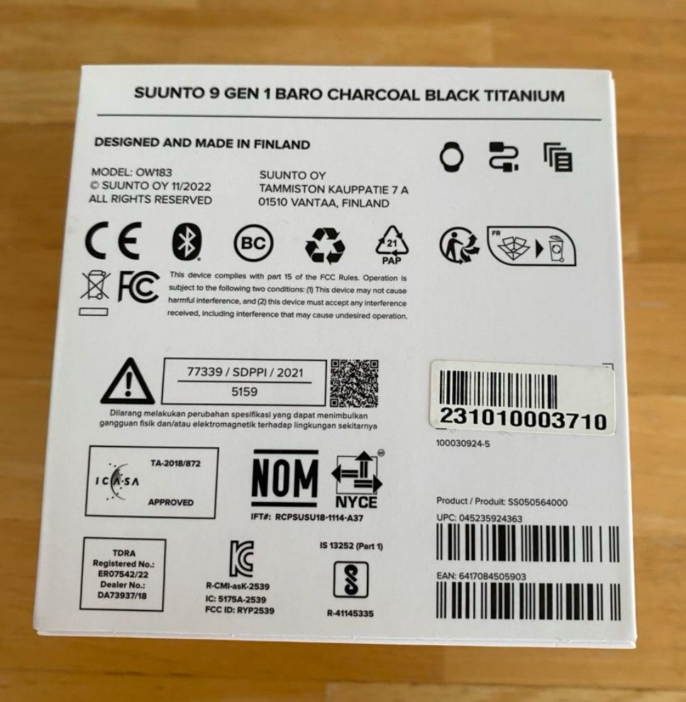 Suunto Smartwatch: Suunto 9 Baro Titanium Charcoal Black – Neu (gemäss Beschreibung) aus Ebnat-Kappel von  8