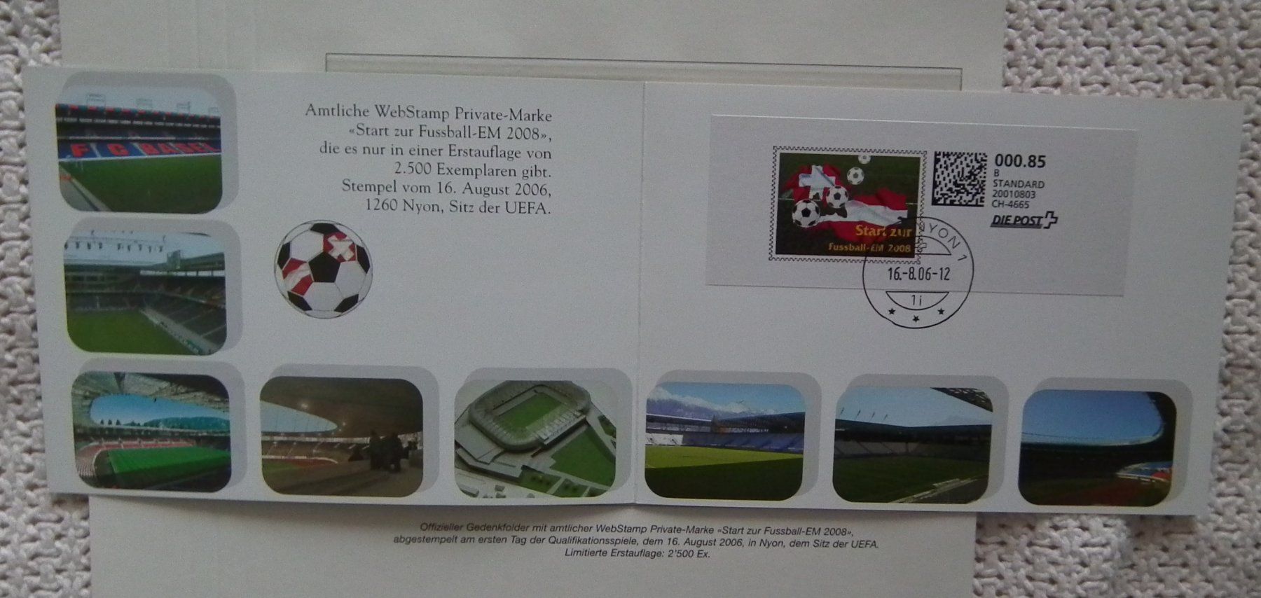 Tutti i francobolli: Fussball, WM-2006 und EM-2008 Briefe mit Gedenkfolder – Usato da Kriens venduto da WULLU99 2