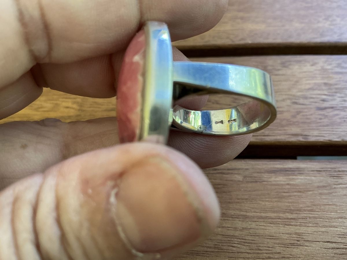 Anelli: Verkaufe Ring mit einem ovalen Rhodochrosit-Edelstein – Usato da Basel venduto da S.Wehrli72 5