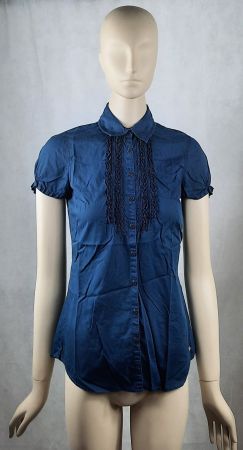 TOMMY HILFIGER NYC Damen Blusen Mit Ruffel Navy Blau Gr. XS