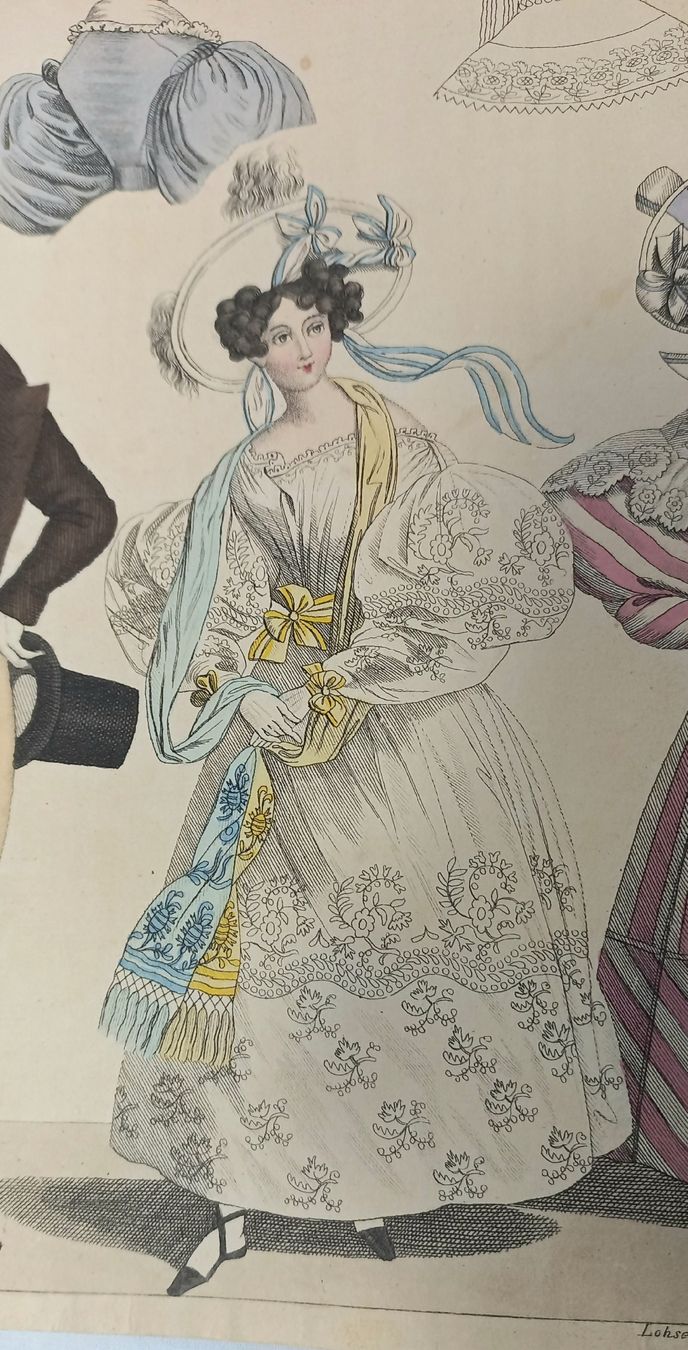 Grafica & Litografie: Antike Lithographie Mode Illustration Paris 1830 No.1 – Usato da Buchs AG venduto da Dzirul 1